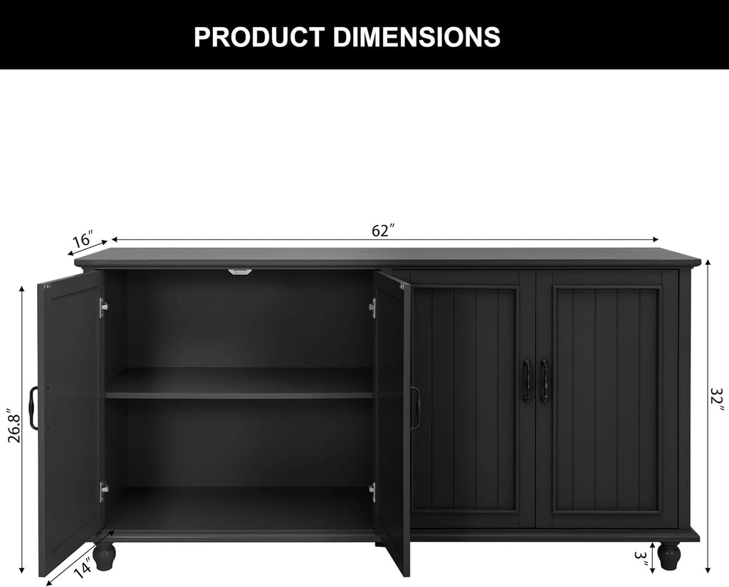 62'' Coffee Bar Cabinet Kitchen with Storage, Buffet Cabinet with Storage, Sideboard Buffet for Dinning Room