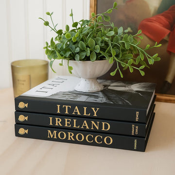 Decorative Books Decor 8"x10" (3 Pcs) - Fake Books For Decoration W/Gold Foil & Linen Texture Binding - for Entry Way