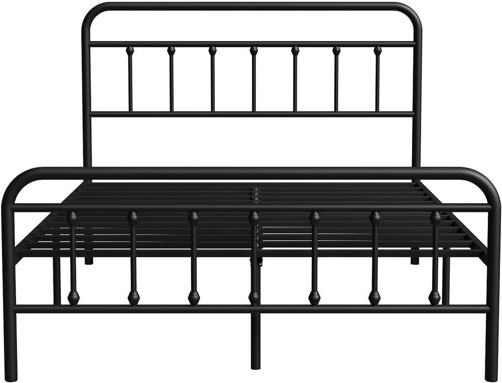 Metal Full Bed Frame - Modern Minimalist Victorian Style with Headboard/Footboard