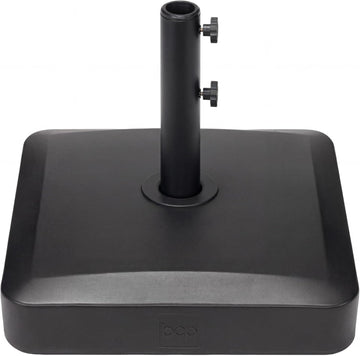 55lb Fillable Umbrella Base Stand, Plastic Patio Umbrella Stand with Pole Holder, Adjustment Knob Asscher Design - Black