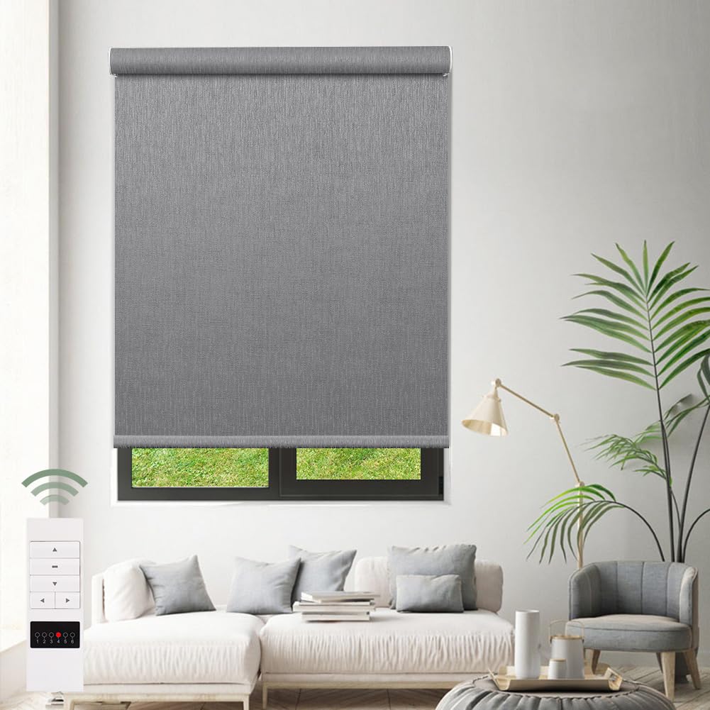 Motorized Blackout Roller Shades Remote Control Rechargeable(82164D)