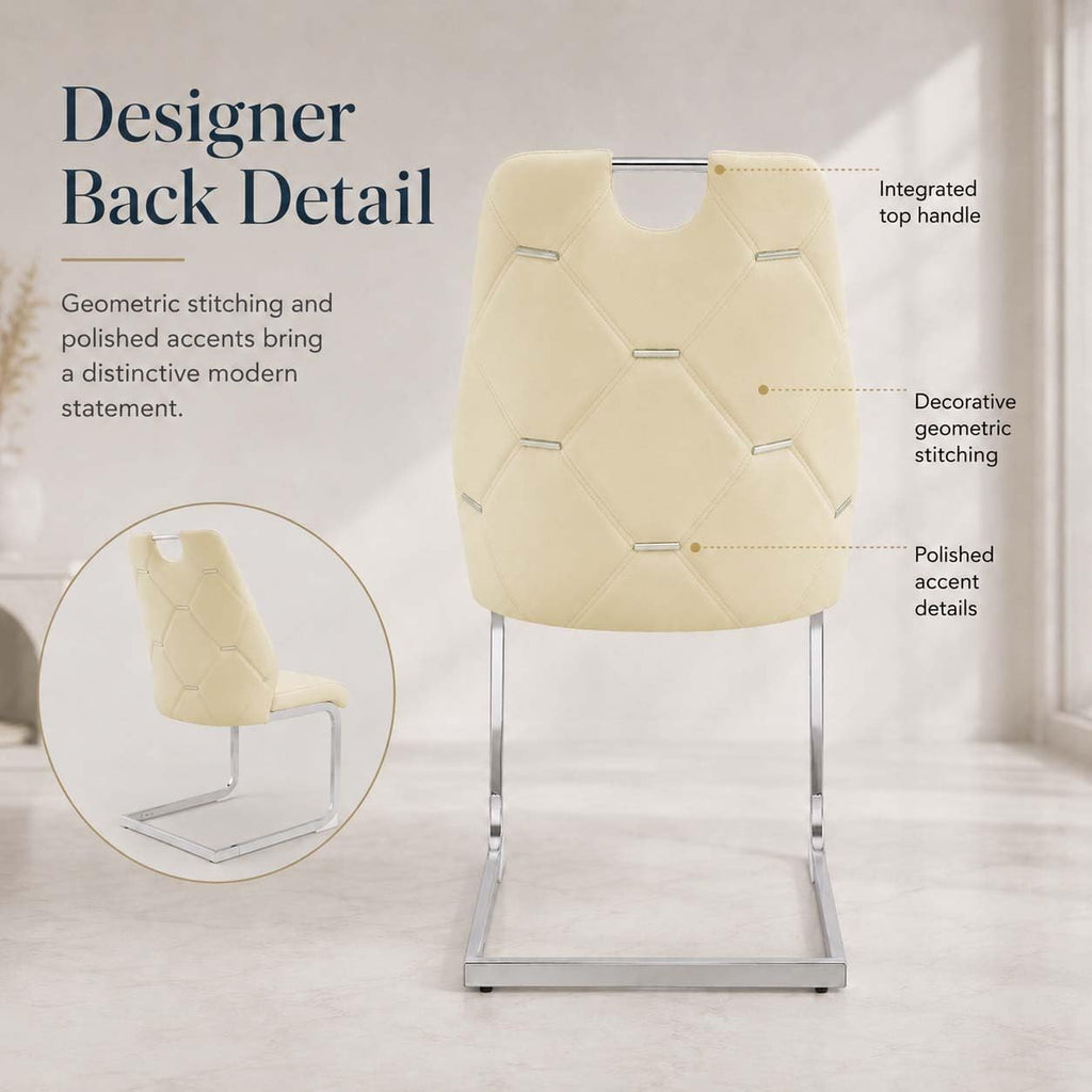 Dining Room Chairs Set of 4, Silla De Comedor, Modern Dining Chairs Set of 4 with Leather,Geometric Tufted Back