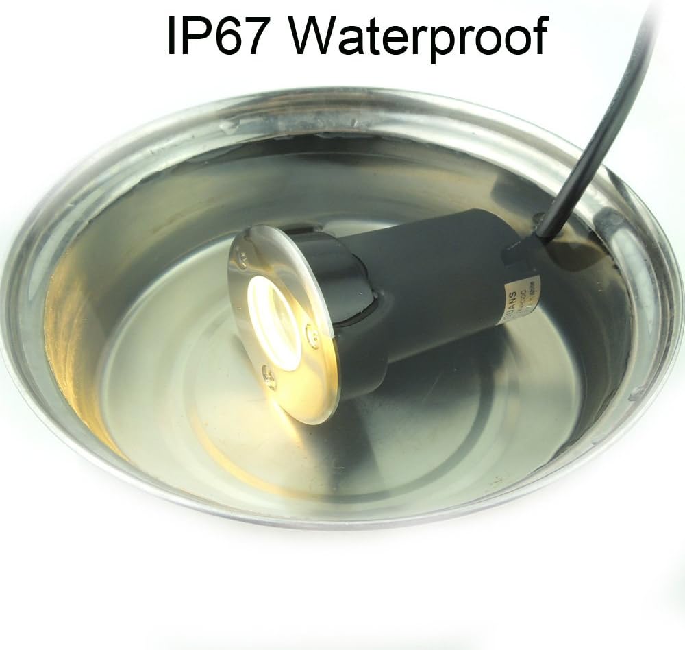 3W 12V 24V DC Low Voltage In Ground Well LED Light Warm White 4-Pack | 12V-24V AV/DC IP67 Outdoor In-Ground Landscape