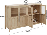 Sideboard Buffet Cabinet with 4 Glass Doors