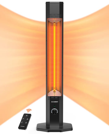 Outdoor Electric Patio Heater, 42in Infrared Space Heater with Remote, 9 Heat Levels, 9H Timers, 1500W Instant