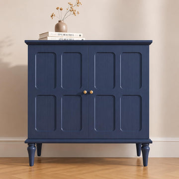 Blue Sideboard Buffet Cabinet with Storage, Mid-Century Modern Storage Cabinet with 2 Doors and Adjustable Shelves