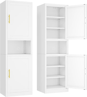 Tall Narrow Storage Cabinet 66.93" H Tall Bathroom Cabinet Metal Pantry Cabinets, 4 Adjustable Shelves , Dinning Room