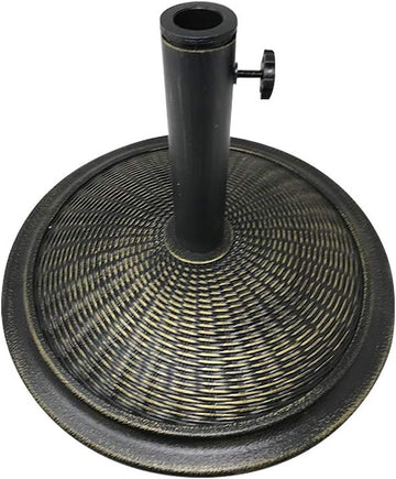 Decorative Outdoor Cement Wicker Design Umbrella Base, Bronze
