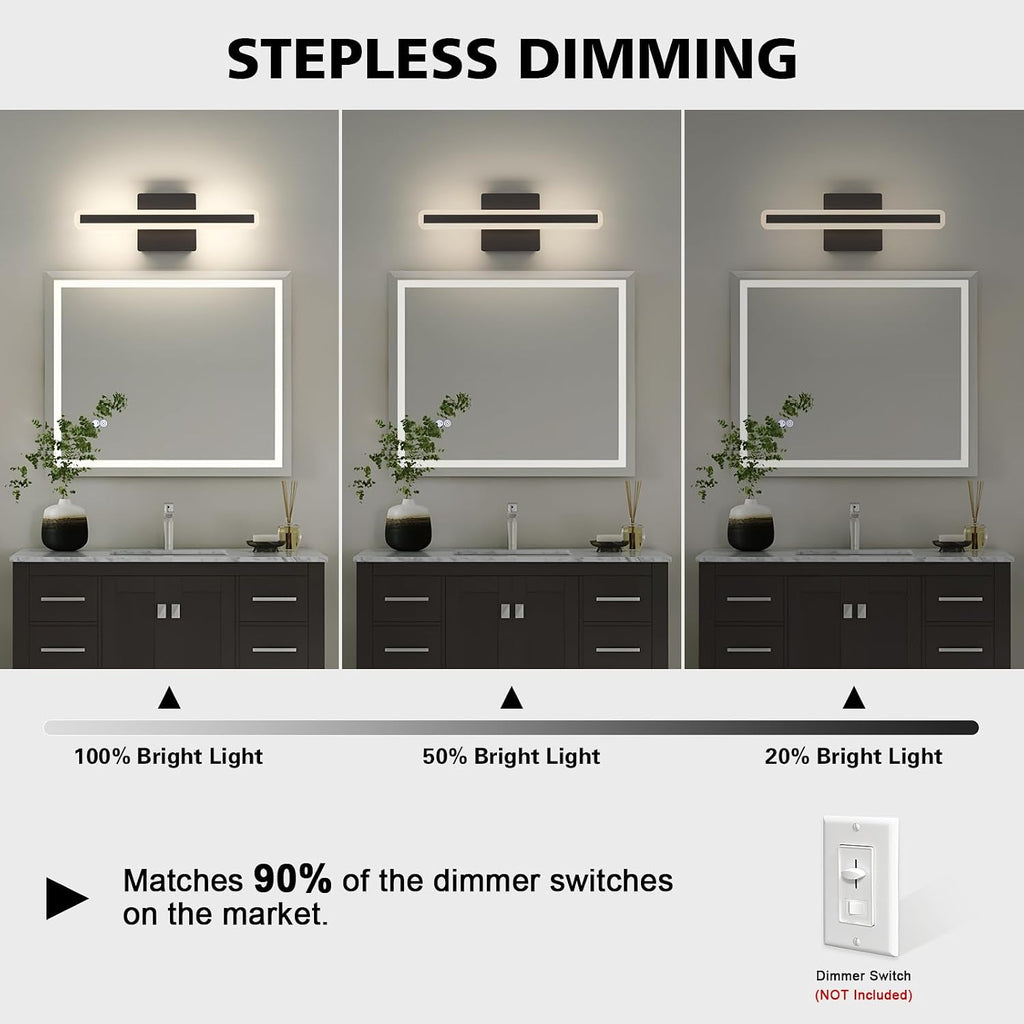 Black Vanity Lights , 5CCT Dimmable Bathroom Light Fixtures Over Mirror, Modern LED Vanity Light Bar Above Mirror