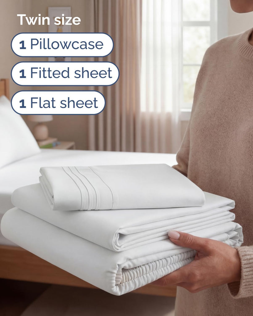 Cal King 4 Piece Sheet Set - Comfy Breathable & Cooling Sheets - White