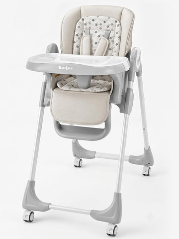 Baby High Chair with Wheel, Adjustable Foldable Chair for Babies & Toddlers | 8-Level Height Adjustment, Adjustable