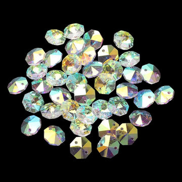 200 Pcs 14 mm 2 Hole Crystal Prism Beads Small Crystal Suncatcher Beads Glass Faceted Bead Chandelier Replacement