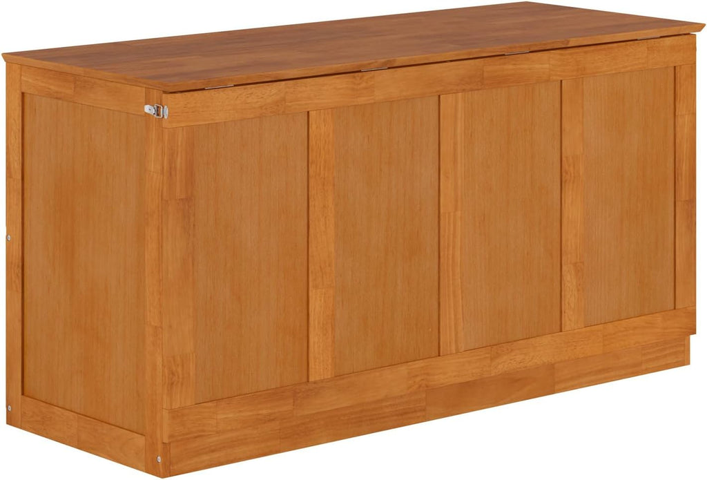Queen Murphy Bed Chest with 6-Inch Folding Mattress, Light Toffee