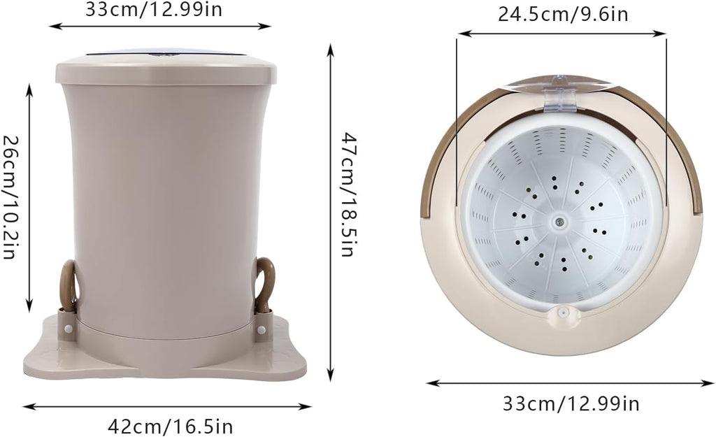 Manual Spin Dryer, Portable 3 Gallon Compact Clothing Dehydrator, Non Electric Foot Mini Laundry Machine with Clear