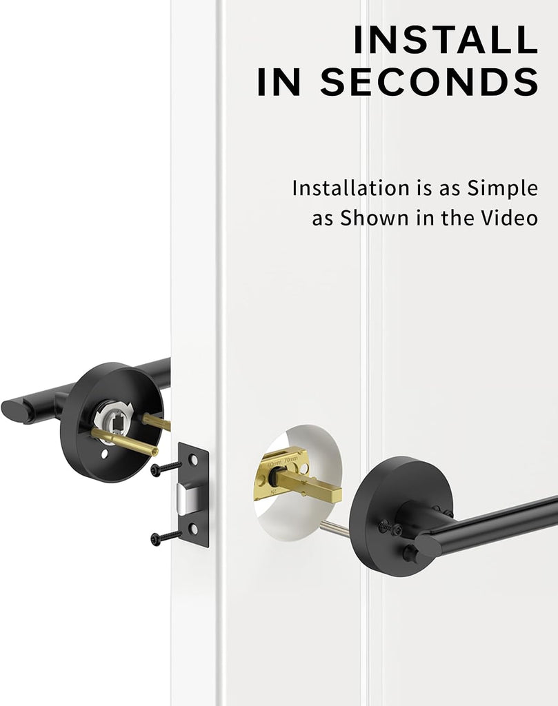 6 Pack Matte Black Privacy Door Lever, German Craftsmanship Door Handles Indoor or Bathroom