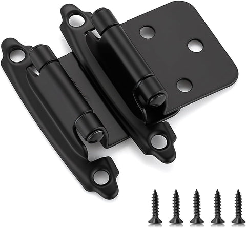 60 Pack (30 Pairs) 1/2" Overlay (Variable) Cabinet Hinges, Self-Closing Semi-Concealed Face Mount, Matte Black