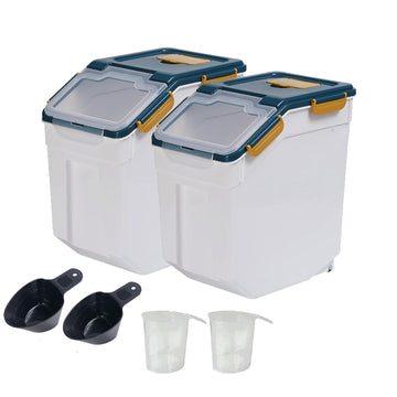 2 Pack Large Flour Storage Container 25 lb, Airtight Food Storage Bins with Wheels & Locking Lid, BPA Free Rice Grain