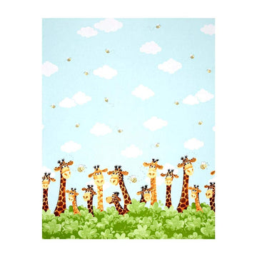Zoe the Giraffe Zoe Single Border Aqua, Fabric by the Yard