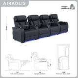Home Theater Seating Top Grain Leather, Movie Theater Chairs Theater Recliner Sofa with Dual Power Ergonomic Design 7