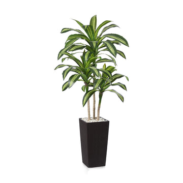 Artificial Dracaena Tree, 6FT UV Resistant Fake Plants with Brown Taper Planter, Lifelike Tall Artificial Floor