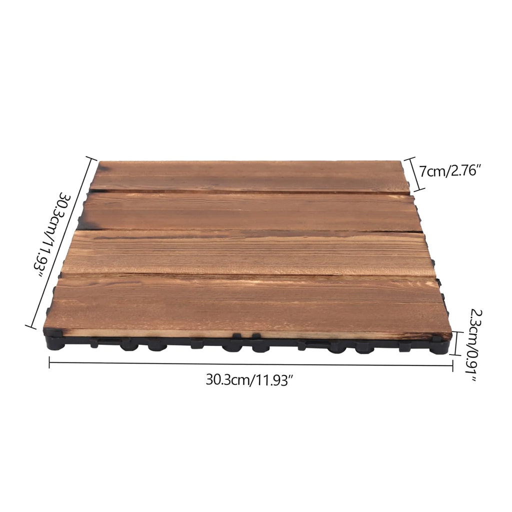 36 Pack Hardwood Interlocking Patio Deck Tiles, Waterproof All-Weather Outdoor Patio Flooring, 12 * 12 * 1inch Decking