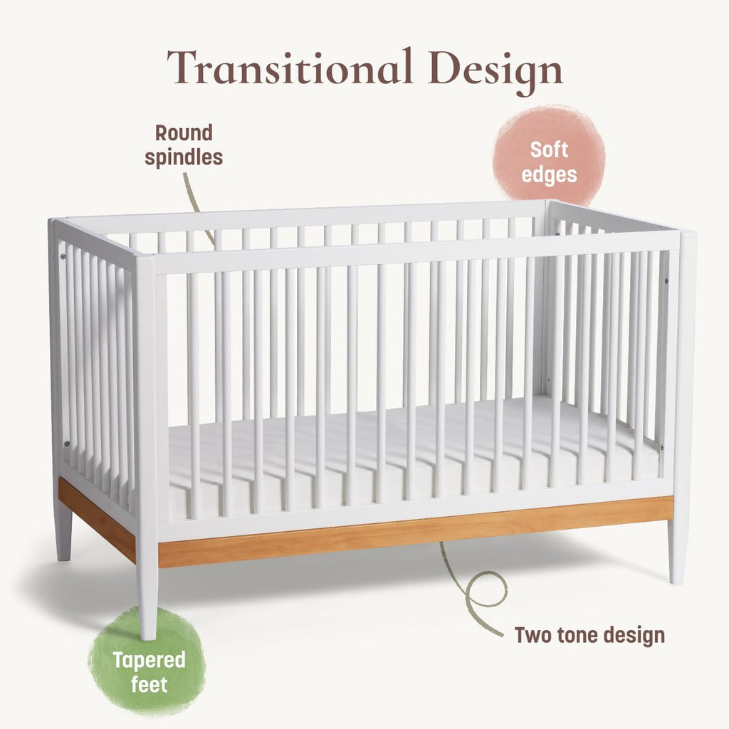 4-in-1 Convertible Baby Crib to Toddler Bed, White