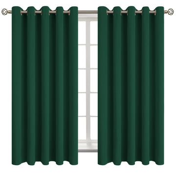 Emerald Green Blackout Curtains 63 Inch Long - 2 Panels