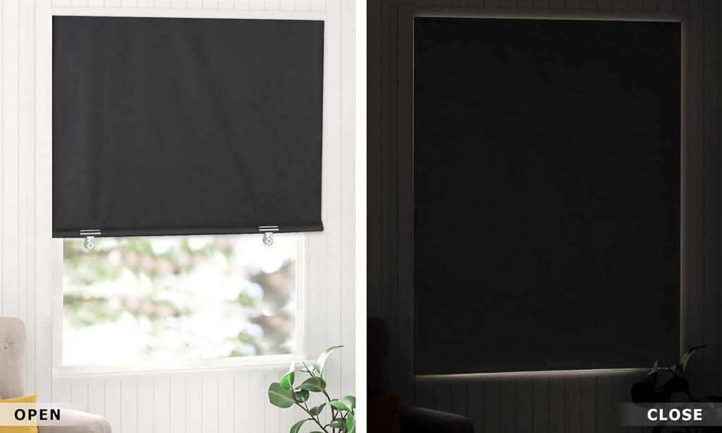 100% Blackout Roller Shades, No Tools No Drill Cordless Blinds for Windows, Thermal Insulated UV Protection Privacy