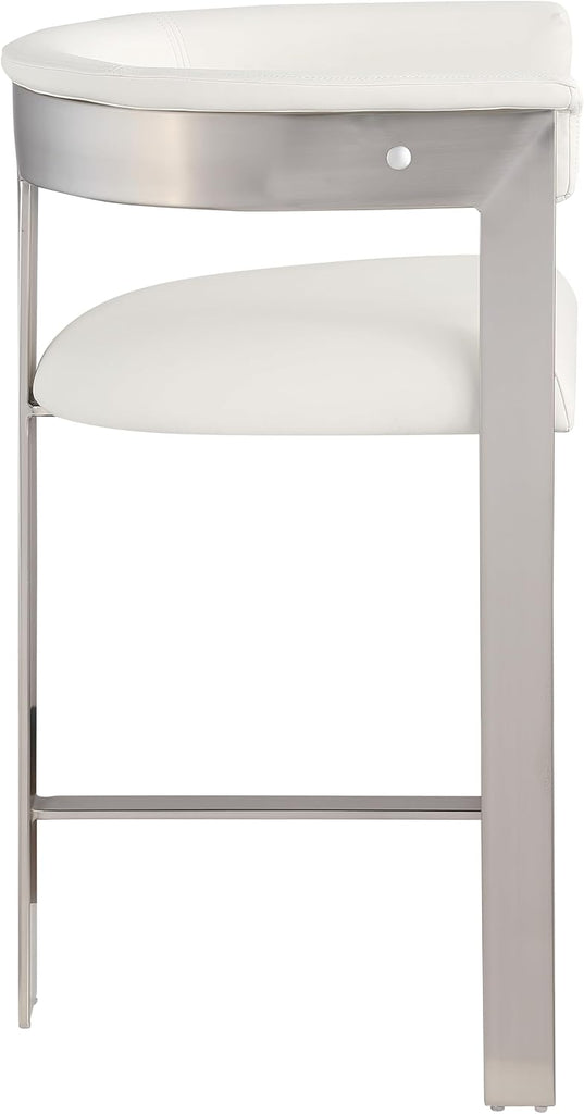 738Cream-C Romeo Collection Modern | Contemporary Counter Stool with Soft Cream Vegan Leather, Brushed Chrome Metal