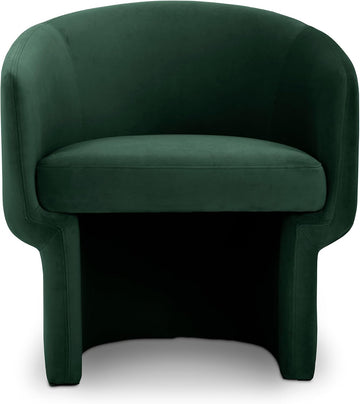 Sylvie Accent Chair, Art Deco Curved Design, Recycled Polyester Upholstery, Dark Indigo