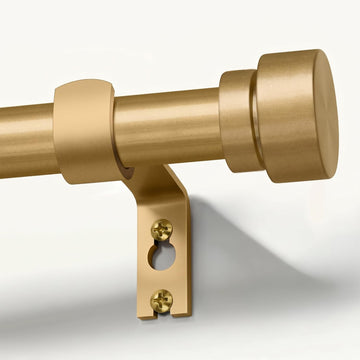 Gold Heavy Duty Curtain Rods for Windows 48 to 84 Inches Adjustable Length 1" Diameter Curtain Rod with Modern - Set of 2