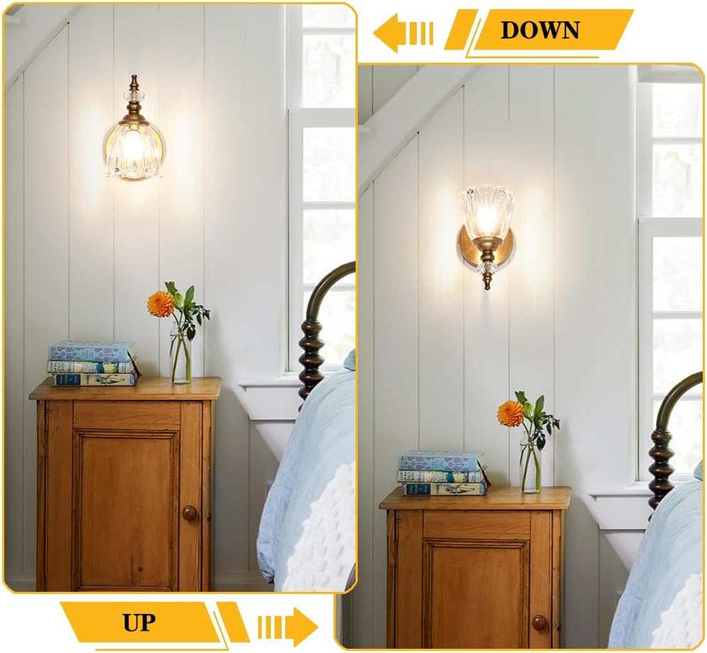 Brushed Antigue Brass Wall Sconces Set of Two, Hardwired Bathroom Vanity Light Fixtures, Vintage Sconces Wall Deco