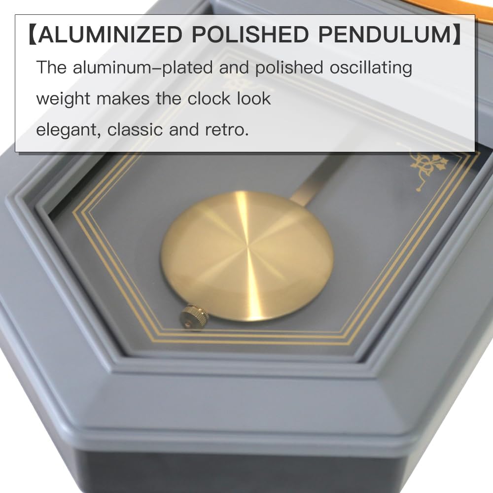 Plastic Pendulum Clock. Sturdy Gray Frame. Westminster Chime Every Hour,Elegant,Traditional Schoolhouse,Home,Office,Living Room,Bedroom.