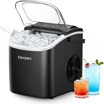 Countertop Ice Maker Machine with Handle, 26.5lbs Per Day, 9 Ice Cubes Ready in 6 Mins, Auto-Cleaning Portable Ice