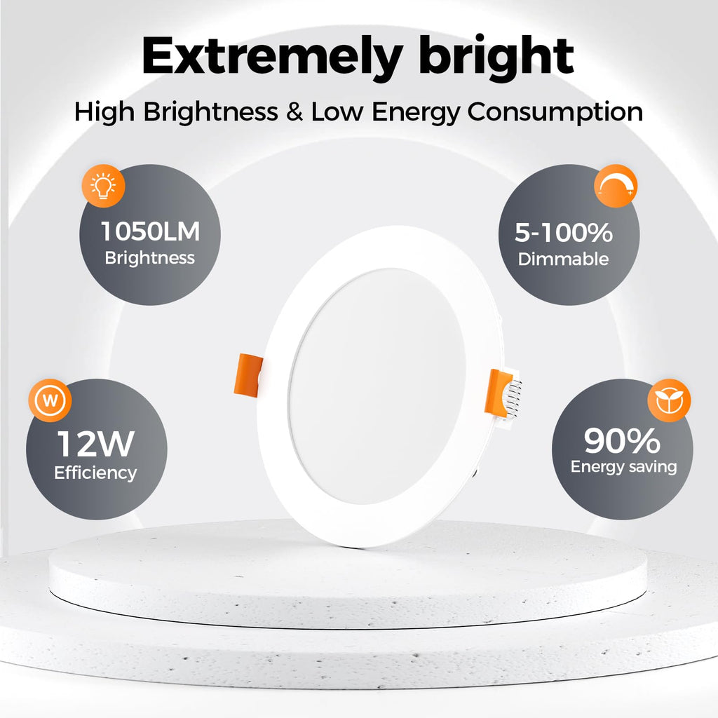 24 Pack 6 Inch Ultra-Thin 5CCT LED Recessed Ceiling Light,Canless