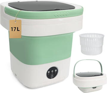 17L Portable Mini Washing Machine, Foldable Compact Washer with Spin Dryer, 3 Wash Modes for Baby Clothes, Underwear &