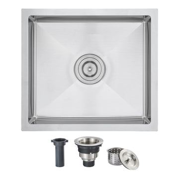 19 x 17 inch Bar Sink Drop-in Tight Radius 18 Gauge Stainless Steel Undermount Handmade Single Bowl