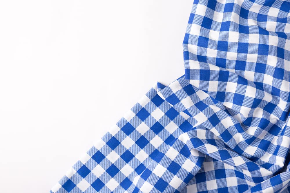 5 Yards Checker Fabric 60" Wide Gingham Buffalo Check Tablecloth Fabric Decoration Royal Blue/White