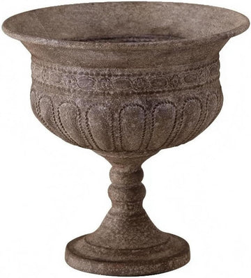 Outdoor Trophy Vase Garden Urn Planter Pedestal Pottery Decorative Container Iron Construction Textured Stone Like