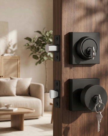 Keyed Alike Black Exterior Door Lock Set with Deadbolt 1 Pack