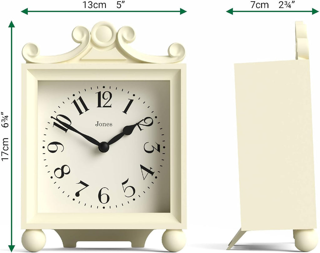 Parlour Mantel Clock - Small Classic Carriage Clock - Cream - Elegant Square Decorative case, Perfect for Mantel, Shelf, Table or Bedside