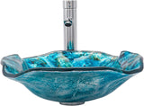 Bathroom Vessel Sinks Artistic Light Blue Tempered Glass Vessel Bowl Sink Counter Top Installation Bathroom Vanity