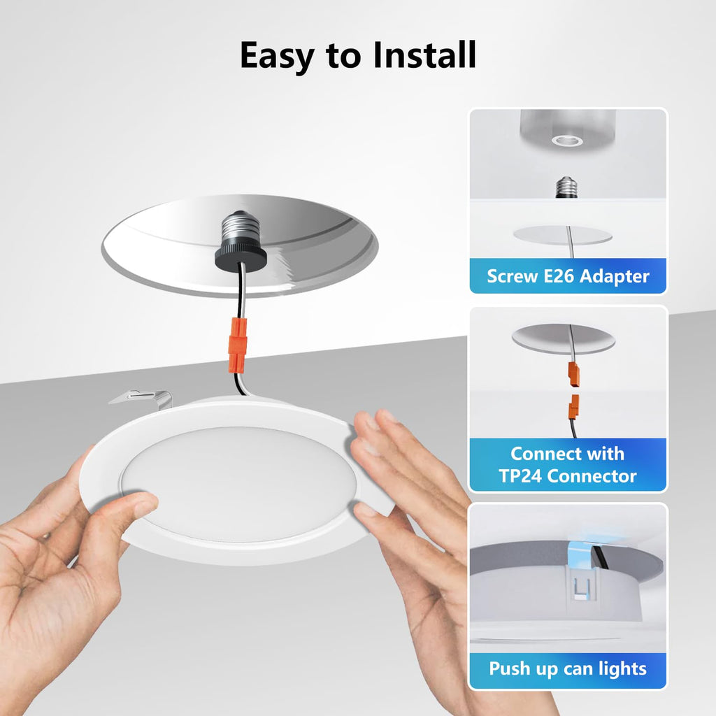 4 Inch Recessed Lights, 5CCT LED Can Lights, Dimmable, 24 Pack,White