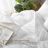 Luxury Oversized Queen Down Feather Fibers Comforter, Soft Cotton Blend Cover, High Fill Power Mediu