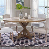 Stitch 71" Rustic Farmhouse Wood Round Kitchen and Dining Room Table, Brown
