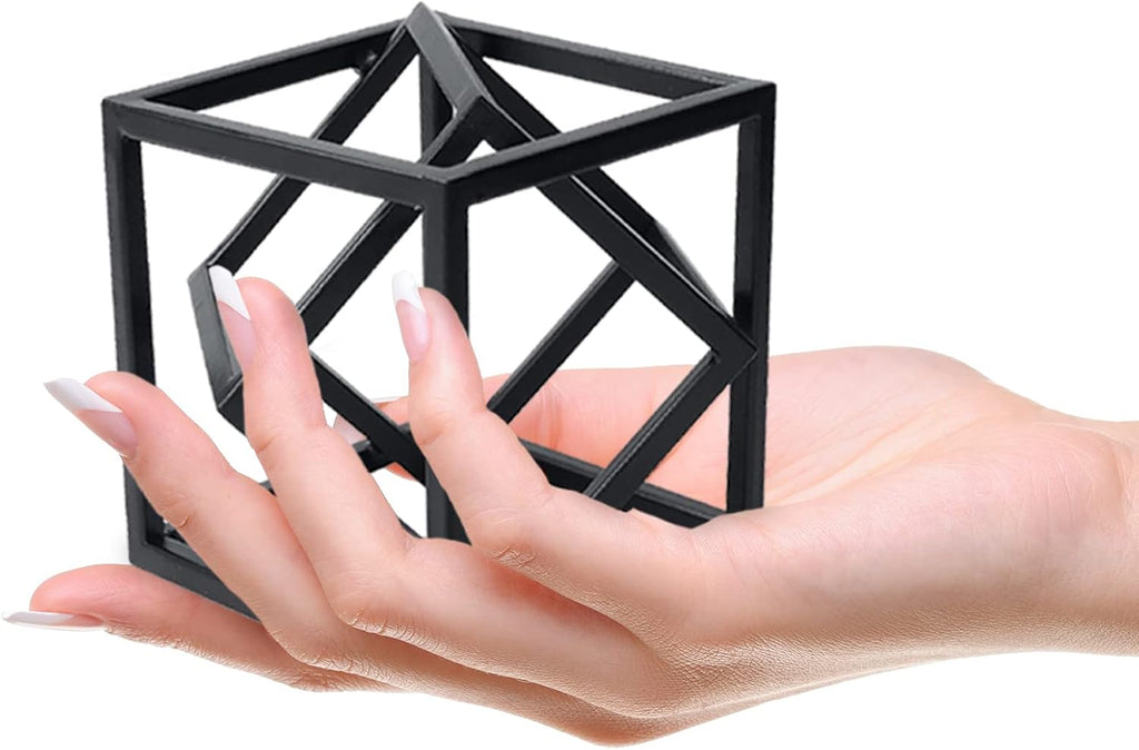 Small Geometric Sculpture, Metal Cube Decorative Ornaments Modern Home Decor Accent