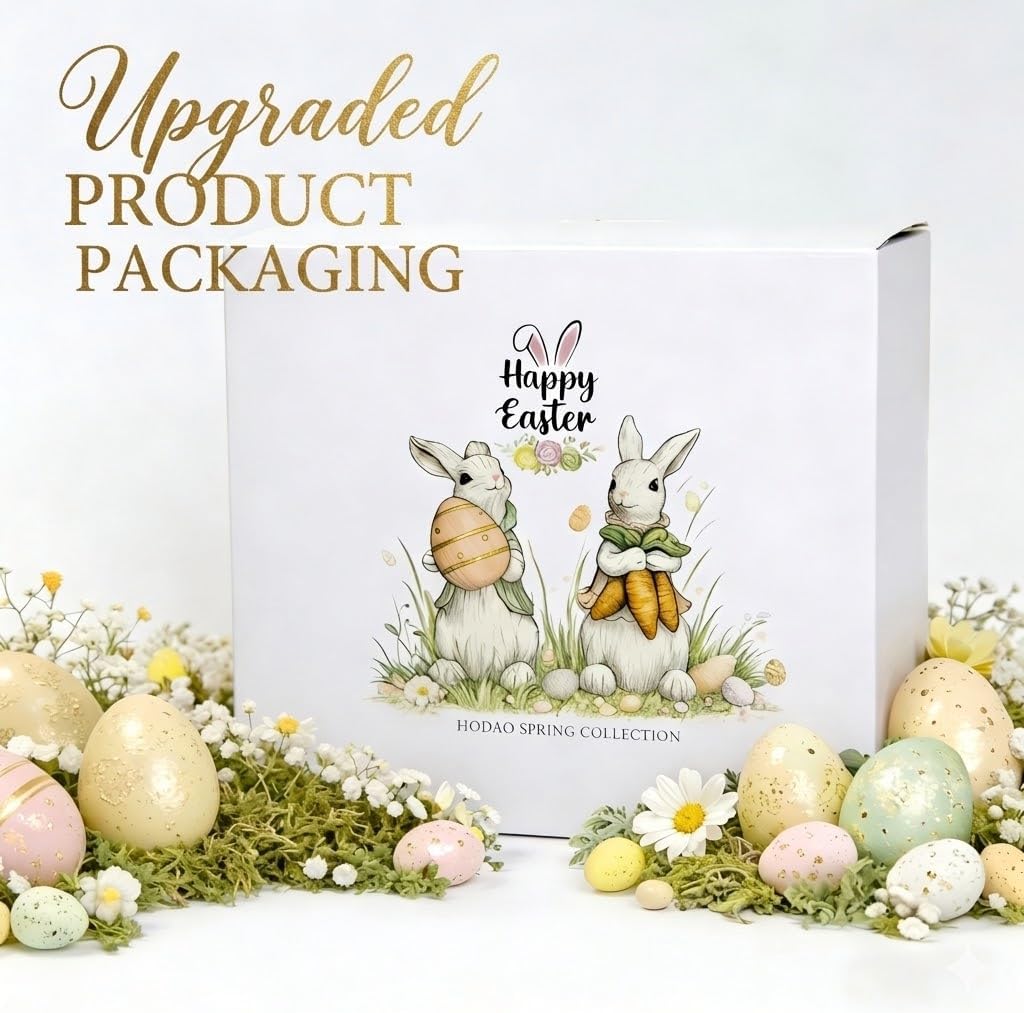 Easter Bunny Decorations Spring Home Decor Bunny Figurines Gifts(Easter White Rabbit ) - Set of 2