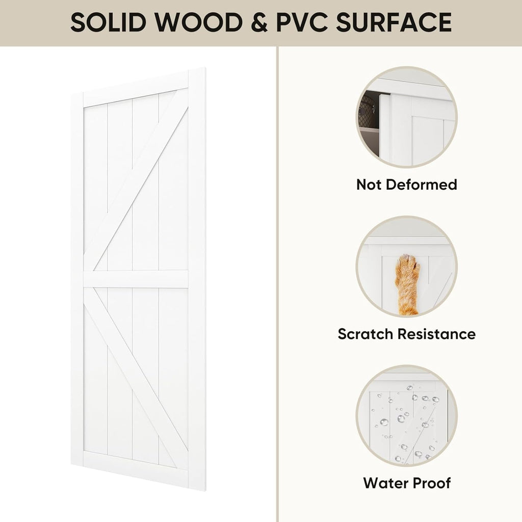60"(Double 31") x80" Sliding Closet Door, K Style Bypass Closet Door with Hardware Kit & Matching Fa