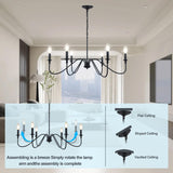 Black Chandelier,6-Light Rustic Industrial Iron Chandeliers for Dining Room Lighting Fixtures Hanging,Candle Hanging Hallway, Living Room, Foyer, Bedroom, Office, Bar,Island Lights A109-B09NL52QL9