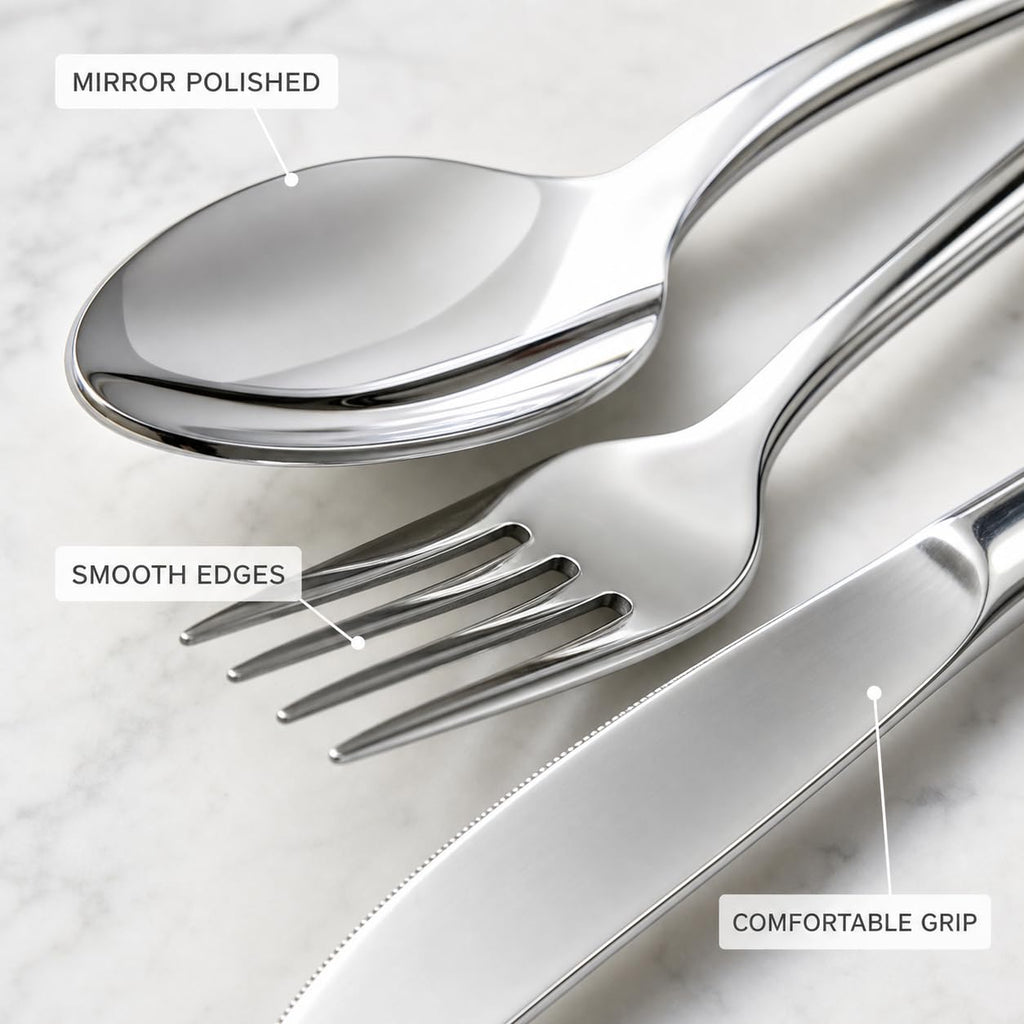 60-Piece Silverware Set for 20, Stainless Steel Flatware, Dishwasher Safe